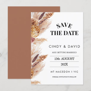 Florale Boho-Pampasgras-Hochzeit Speichern Sie das Einladung