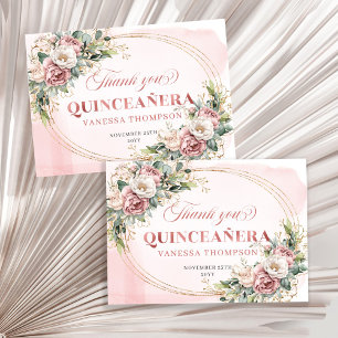 Florale Boho Quinceañera Dankeskarten Staubrosa Dankeskarte
