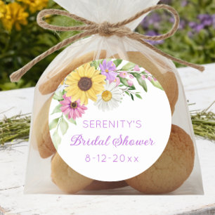 Florale Boho-Sonnenblumen-Brautjungfer-Party Runder Aufkleber
