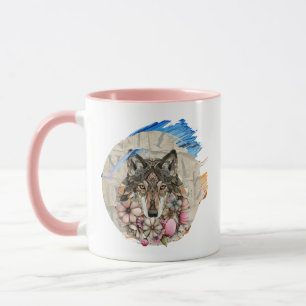 Florale Boho-Wolf mit Farbakzenten 📄 Beschreibun Tasse