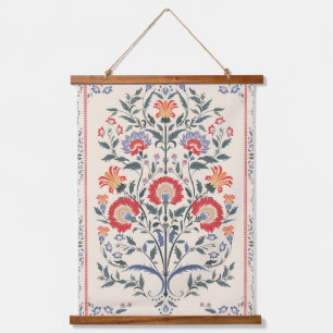 Florale Botanik Wandteppich Mit Holzrahmen