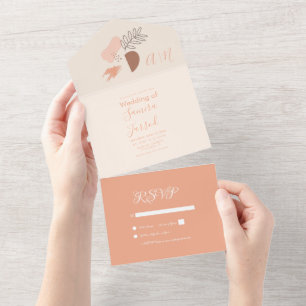 Florale Botanische Abstrakte Formen Hochzeit  All In One Einladung