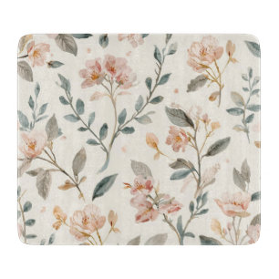 Florale botanische Aquarellblätter Beige gemalt Schneidebrett
