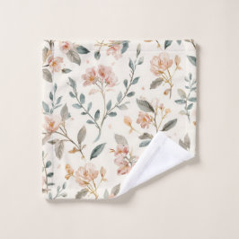 Florale Botanische Aquarellblätter Beige Gemalt Waschlappen