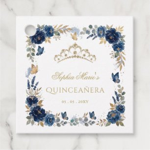 Florale Butterfly Navy Gold Tiara Quinceañera Geschenkanhänger