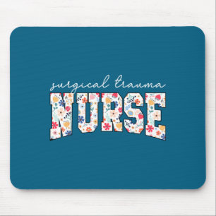 Florale chirurgische Traumakrankenschwester Icu Mousepad