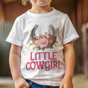 Florale Cowgirl-Baby-Schwangerschaftsankündigung Baby T-shirt