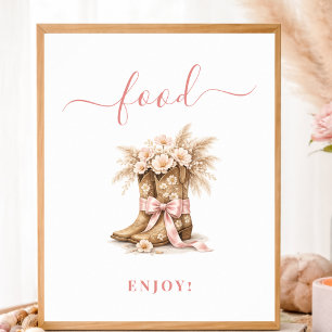 Florale Cowgirl-Stiefel Baby-Mädchen-Shower-Essens Poster