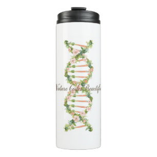 Florale DNA-Helix-Wasserfarbenkunst Thermosbecher