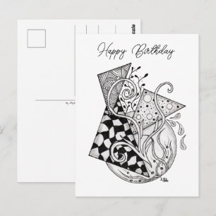 Florale Dreiecke, Tangle Zeichnung -  Postkarte