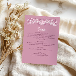 Florale Dusty Rose Blush Burgunder Hochzeitsdetail Begleitkarte