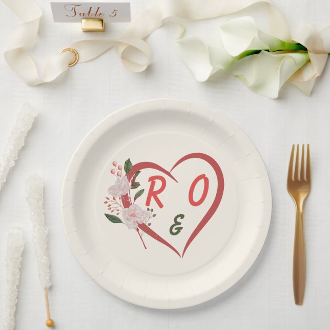 Florale, editierbare Hochzeitspapierteller Pappteller (Hochzeit)