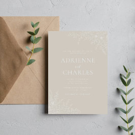 Florale Einfachheit 1 Austern-Beige Minimale Hochz Einladung