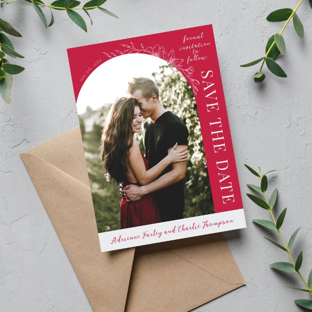 Florale Einfachheit 1 Himbeer Save The Date (Von Creator hochgeladen)