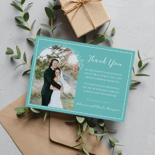 Florale Einfachheit 1 Karibische Teal-Hochzeit Dankeskarte