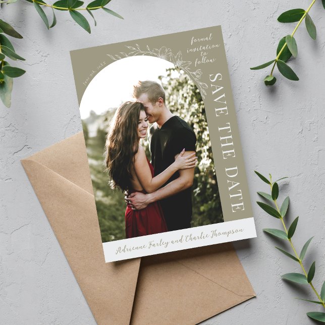Florale Einfachheit 1 Moosgrün Save The Date (Von Creator hochgeladen)