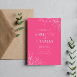 Florale Einfachheit 1 Nelke Rosa Minimale Hochzeit Einladung