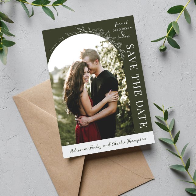 Florale Einfachheit 1 Olivgrün Save The Date (Von Creator hochgeladen)