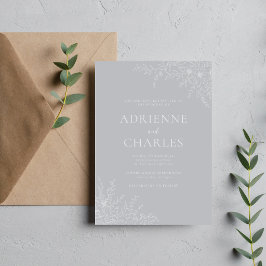 Florale Einfachheit 1 Sterlingsgrau Minimale Hochz Einladung