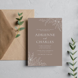 Florale Einfachheit 1 Taupe Minimale Hochzeit Einladung
