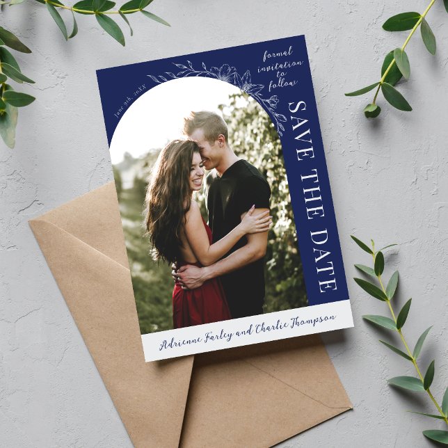 Florale Einfachheit 1 Tinte Blau Save The Date (Von Creator hochgeladen)