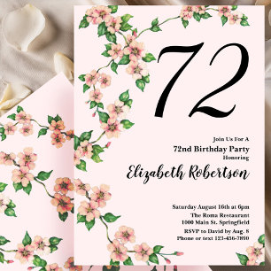 Florale Einladung zum 72. Geburtstag in Rosé