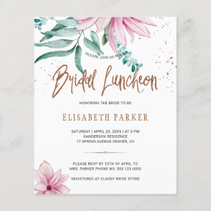 Florale Einladung zum Braunlunch, Brautparty