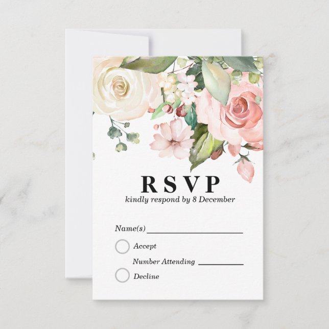 florale elegante 3,5" x 5" Reaktionskarte RSVP Karte (Vorderseite)