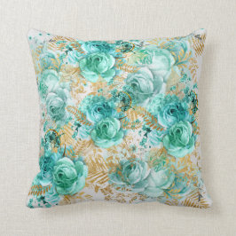 florale elegante aqua gold hampton küste kissen