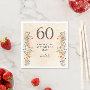 Florale elegante Tischdekoration für die 60. Gebur Serviette
