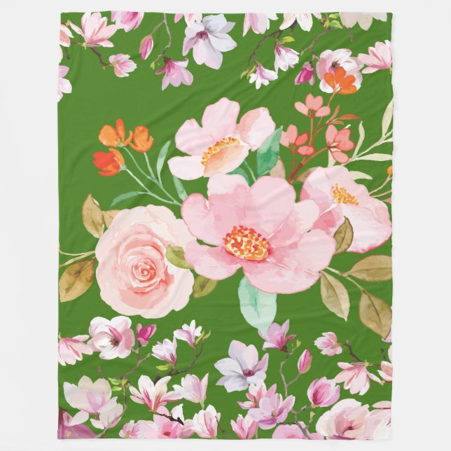Florale Eleganz Fleecedecke (Vorderseite)