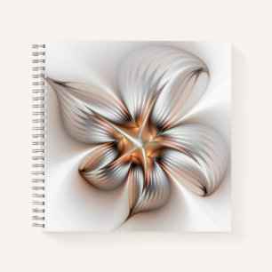 Florale Eleganz Moderne Abstrakte Fraktal Kunst Notizbuch