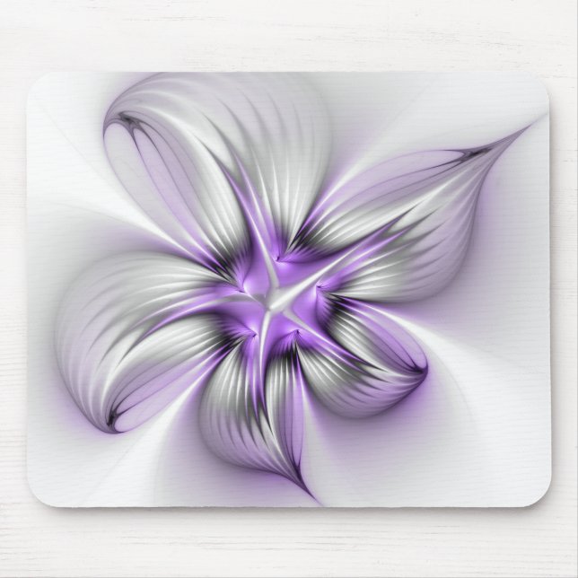 Florale Eleganz Moderne Abstrakte Violette Fraktal Mousepad (Vorne)