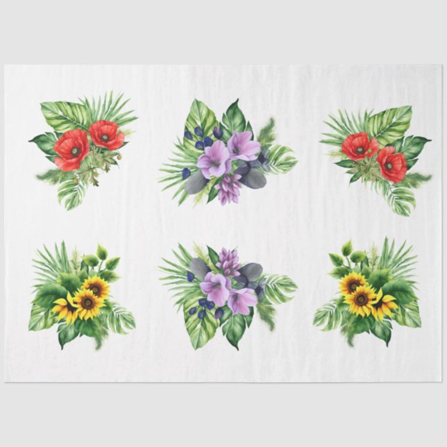 Florale Elemente für Decoupage-Handwerk Seidenpapier (Vorderseite)