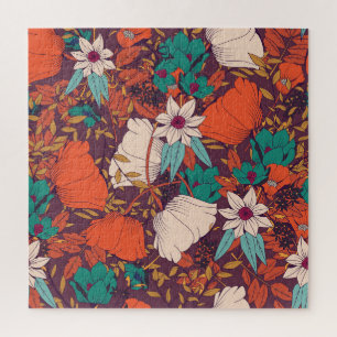 Florale Elemente: Handgezeichnet nahtlos. Puzzle