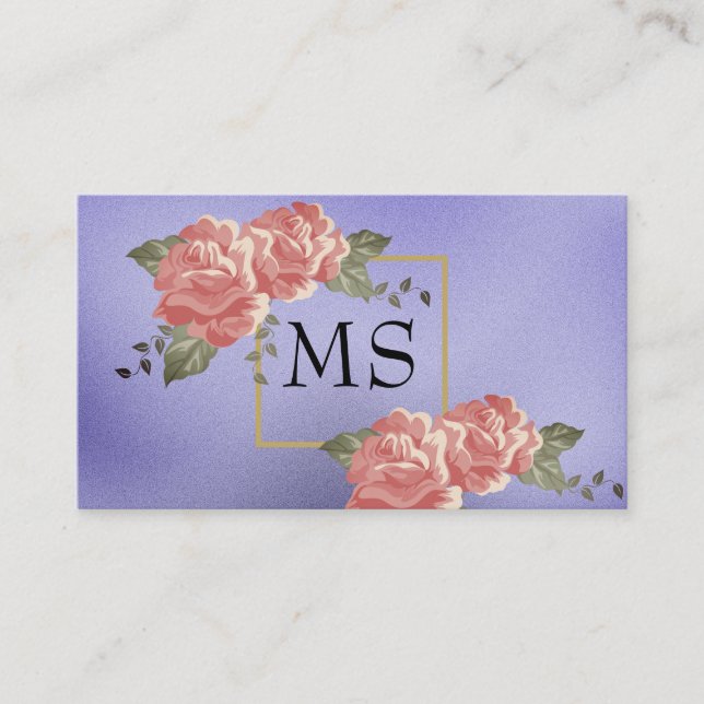 Florale Elemente | Monogramm  Visitenkarte (Vorderseite)