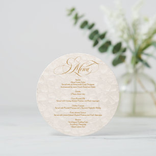 Florale Elfenbein Gold Elegante Schrift Hochzeitsm Einladung