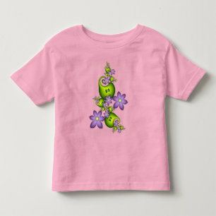 Florale Fantasy Flieder Blumen Grüne Formen Frakta Kleinkind T-shirt
