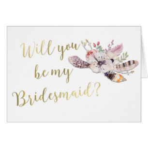 Florale Federn Boho Wirst du meine Brautjungfer se