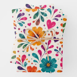 Florale Fiesta-Spanische Geburtstagsfeier Geschenkpapier Set