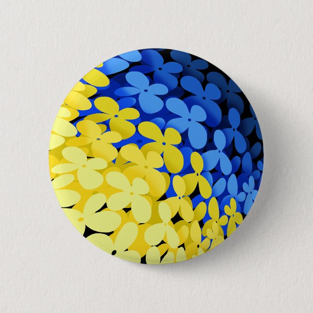 Florale Flagge der Ukraine Button (Vorderseite)