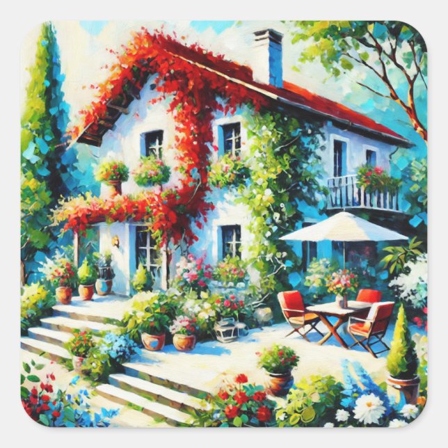 Florale-Flucht Quadratischer Aufkleber (Vorderseite)