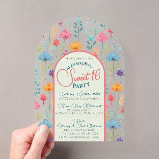 Florale Frühlings-Sweet-Sixteen-Einladung transpar Acryleinladungen