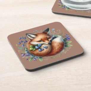 Florale Fuchs Botanische Waldkunst Getränkeuntersetzer