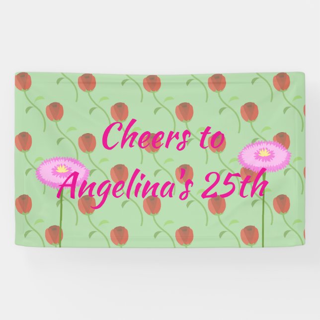 Florale Geburtstags-Kollektion Banner (Horizontal)