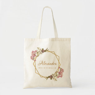 Florale Geometrie Gold Orchidee Kalligrafie Brautj Tragetasche