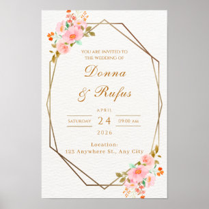 Florale geometrische Hochzeitseinladung  Poster