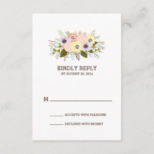 Florale Geweihe Hochzeitsantwortkarte RSVP Karte