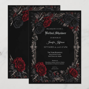 Florale Gothic Halloween-Hochzeitsdusche-Einladung Einladung