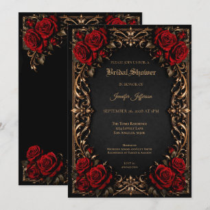 Florale Gothic Halloween-Hochzeitsduscheinladung Einladung